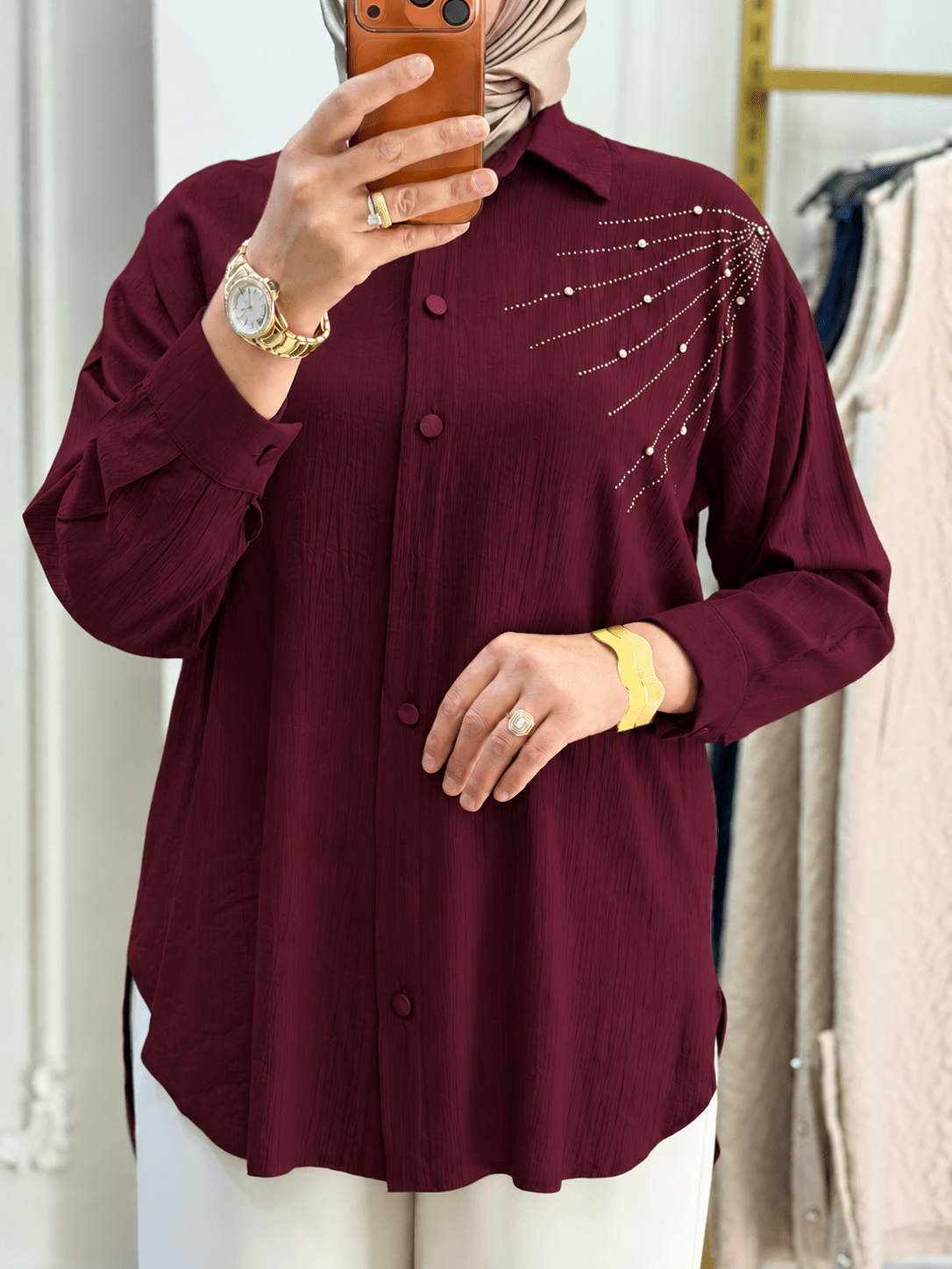 Taş Detay Gömlek 1019 — Bordo [stokoz:gIlJLf1w9XVyC78jLSQI%3ABordo%3A1%3A6bbrs6]